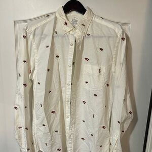 J. Crew White and Red Casual Button Down Shirt